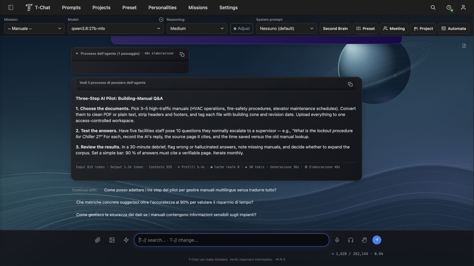 T-Chat 4.6.5 — Conversazione